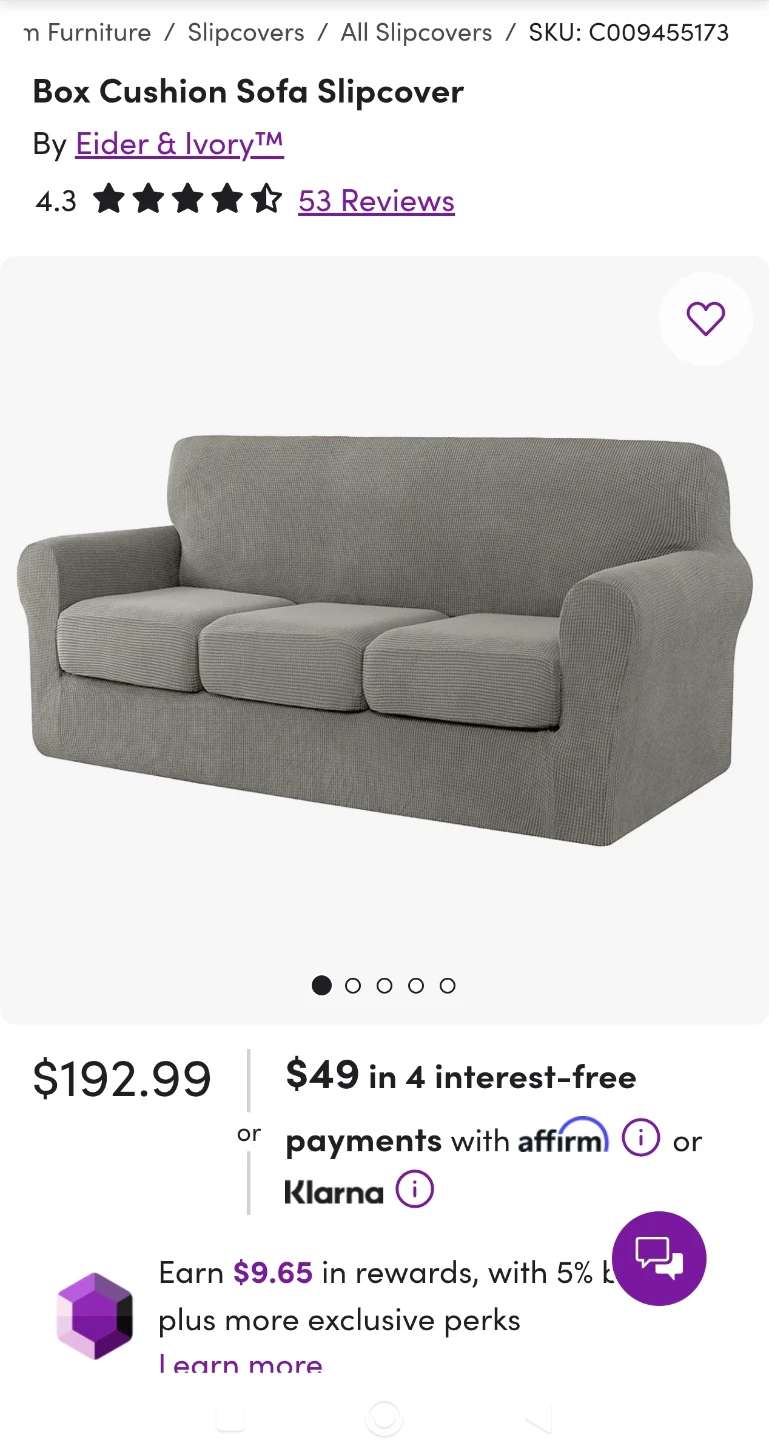 Eider & Ivory Box Cushion Sofa Slipcover - Silver Gray