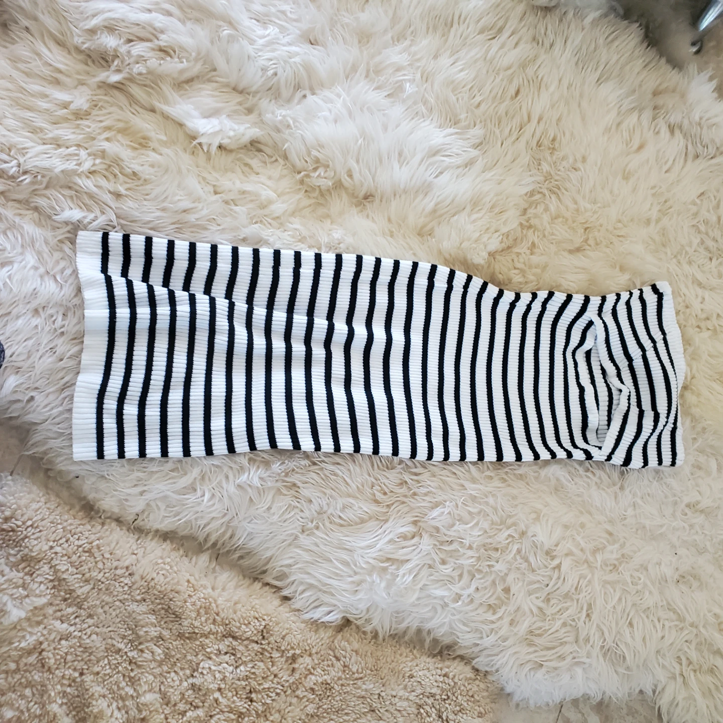 Black and white striped tube top