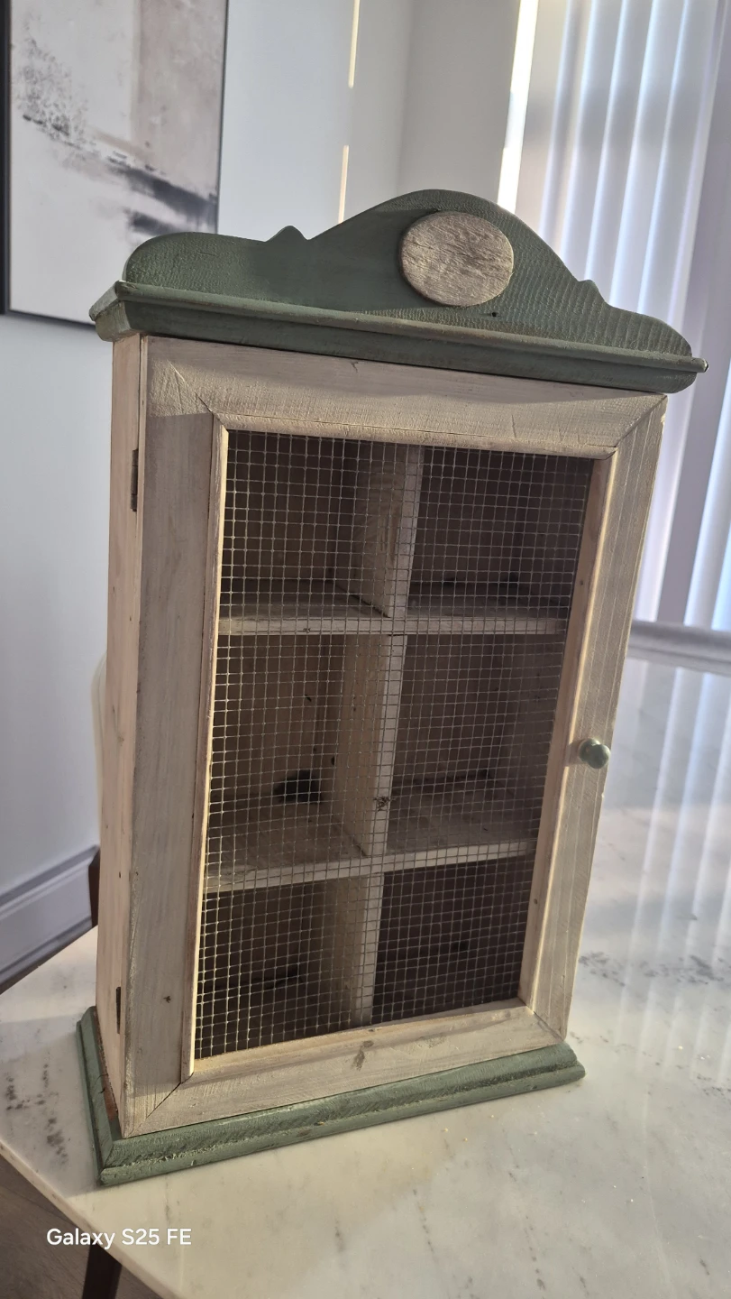 Rustic Wall-Mounted Wooden Display Cabinet with mesh doors - photo 3