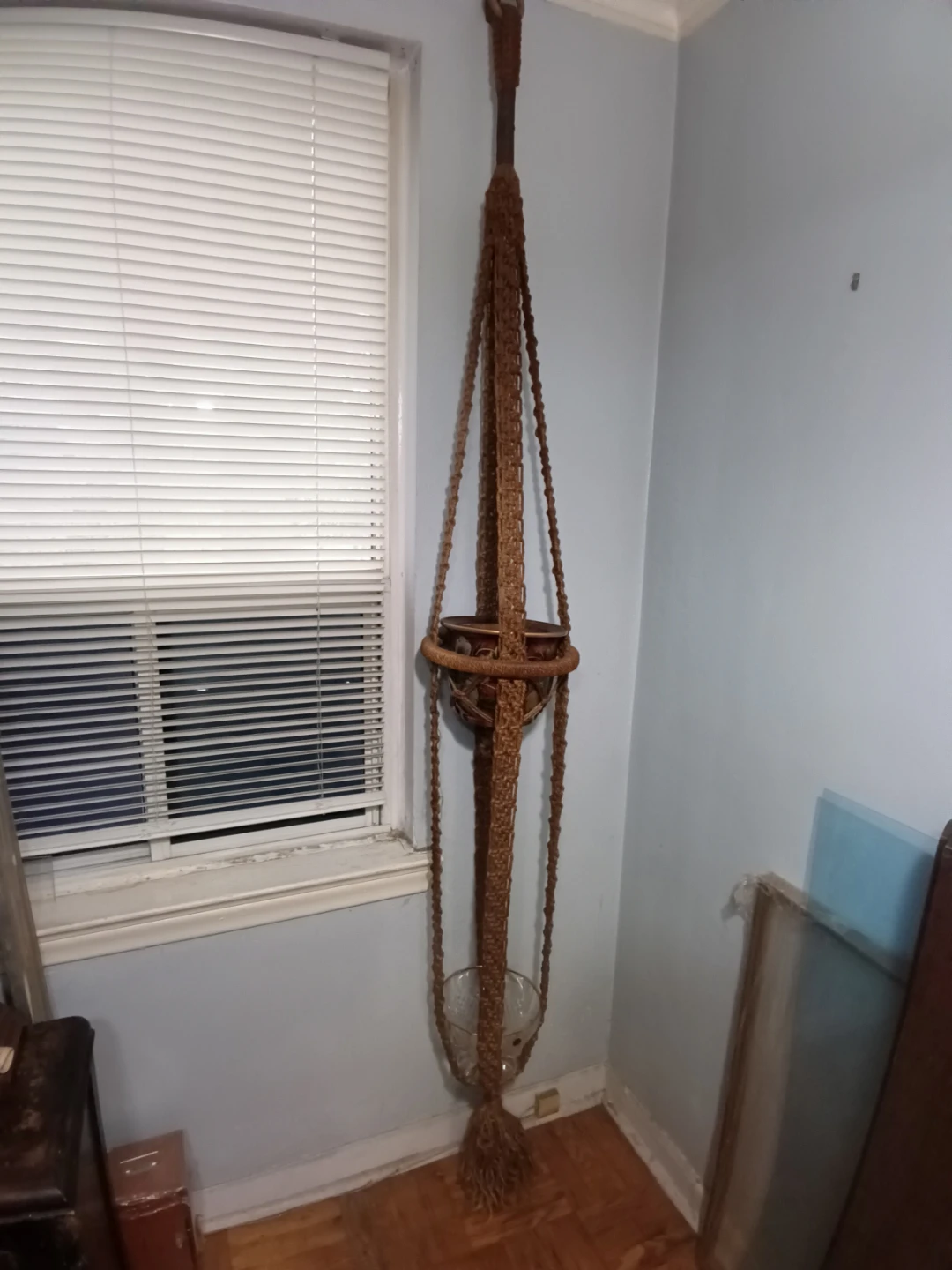 Vintage Macrame Double Hanging Planter - photo 5