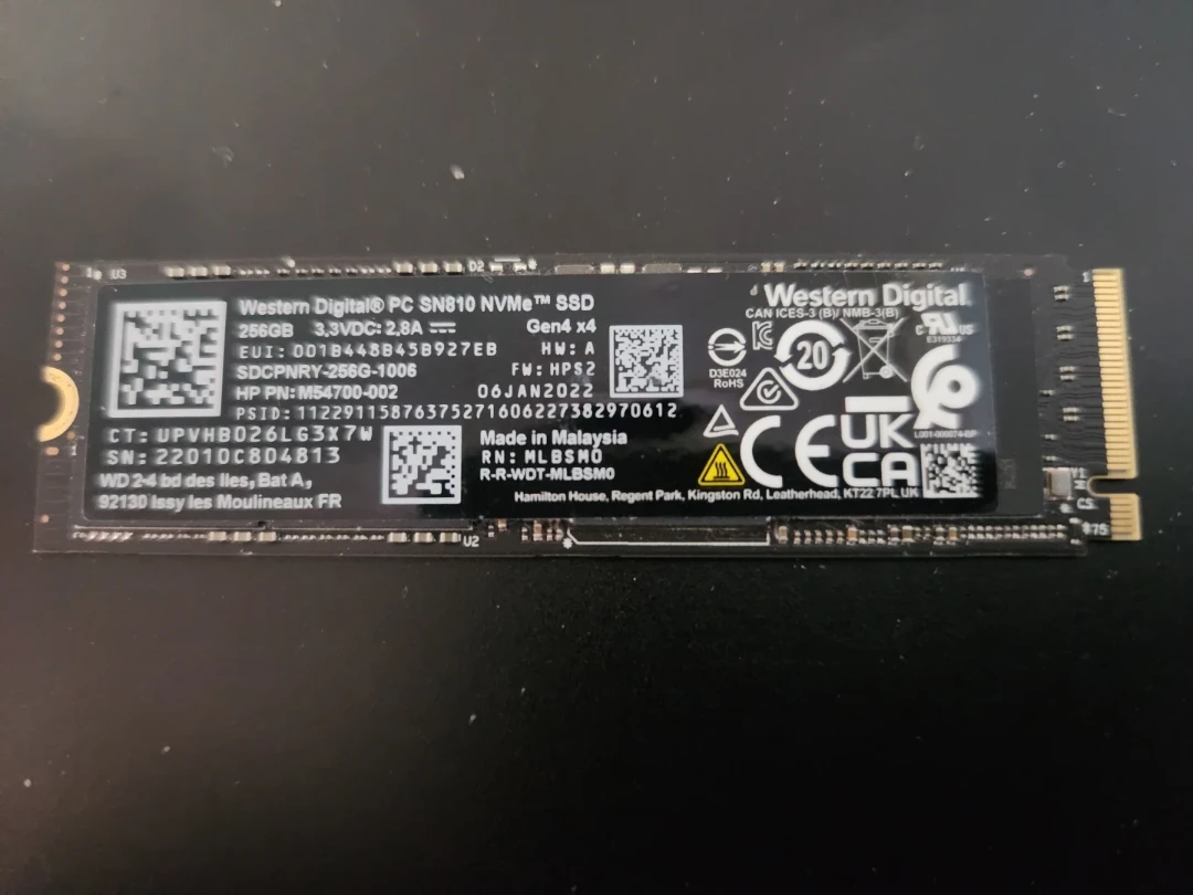 Western Digital PC SN810 NVMe SSD 256GB
