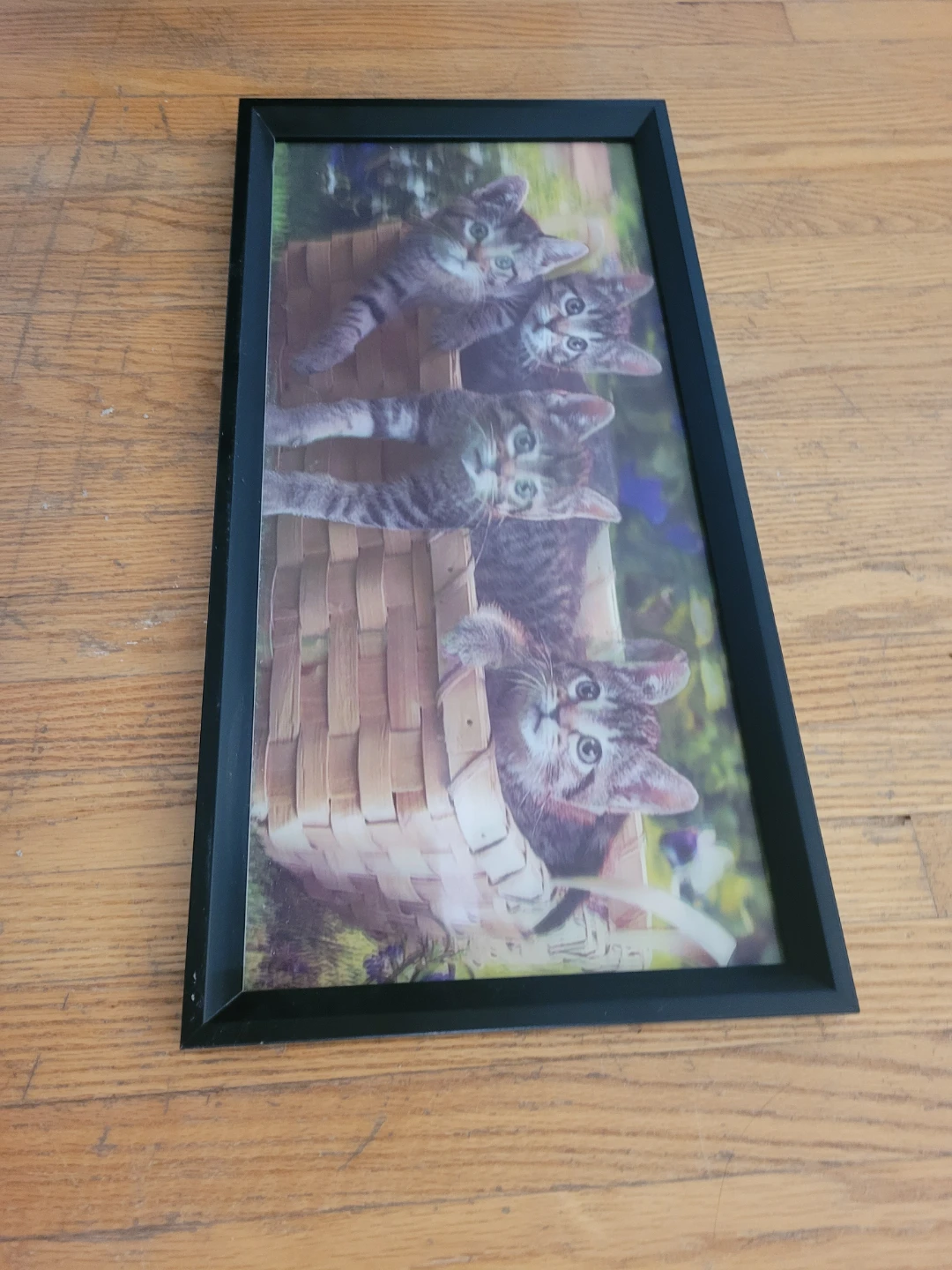 Kittens in a Basket Framed holographic Picture - photo 2