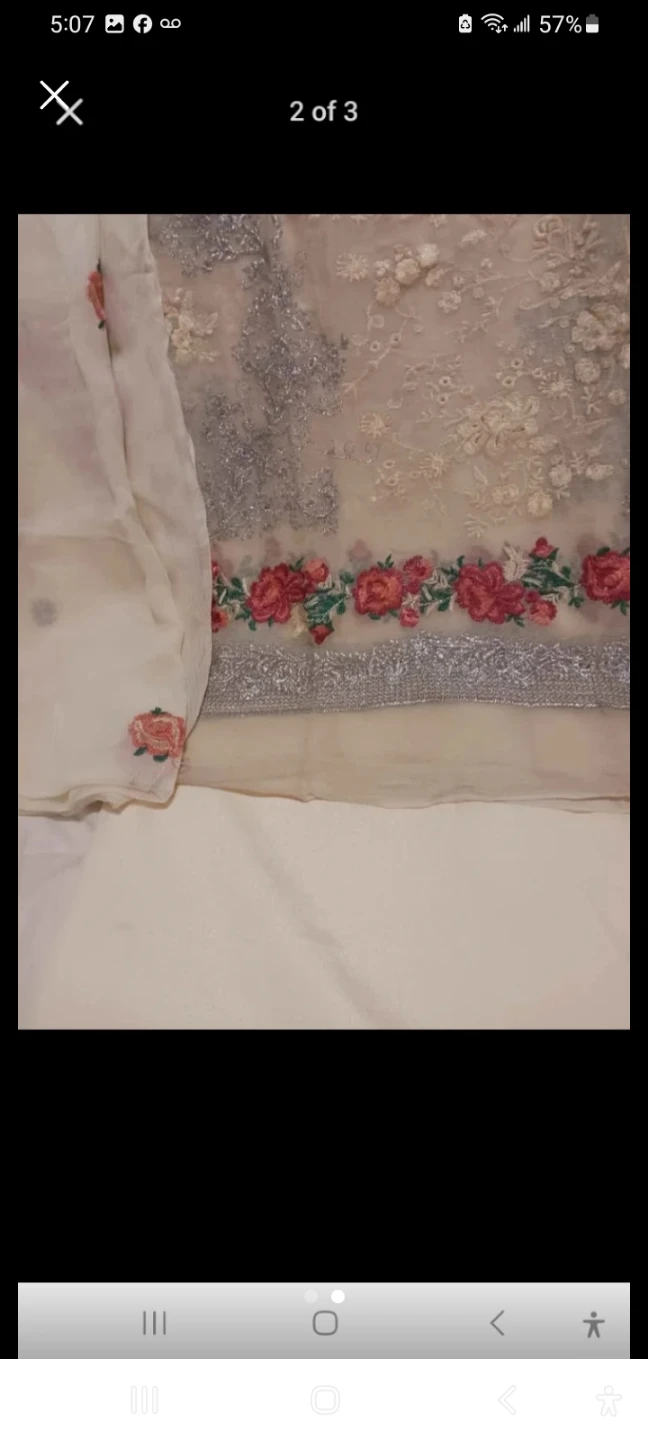 Cream Floral Embroidered Pakistani Suit