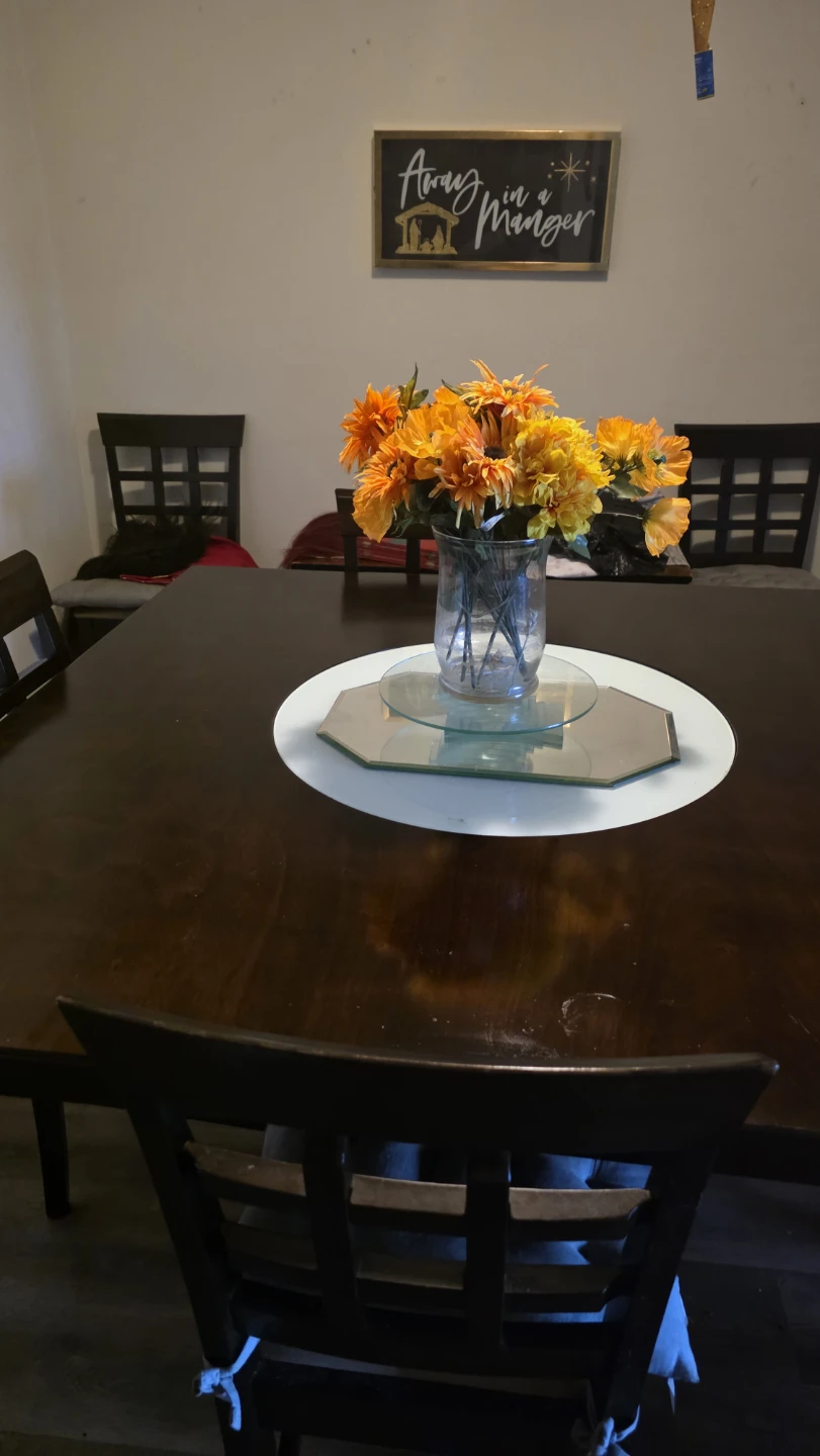 Dark Wood Dining Table with Chair Set
