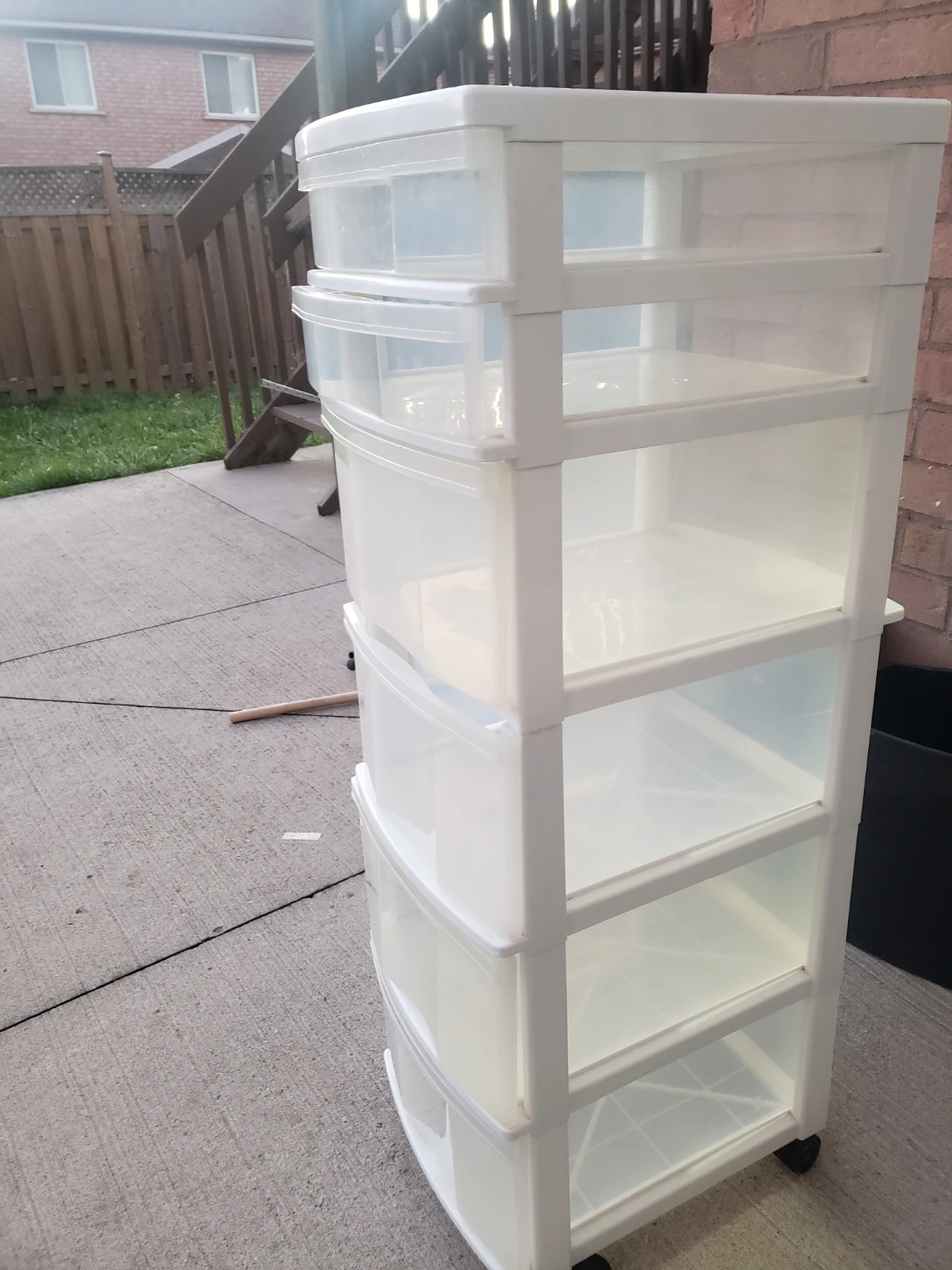 5-Drawer White Plastic Rolling Storage Cart