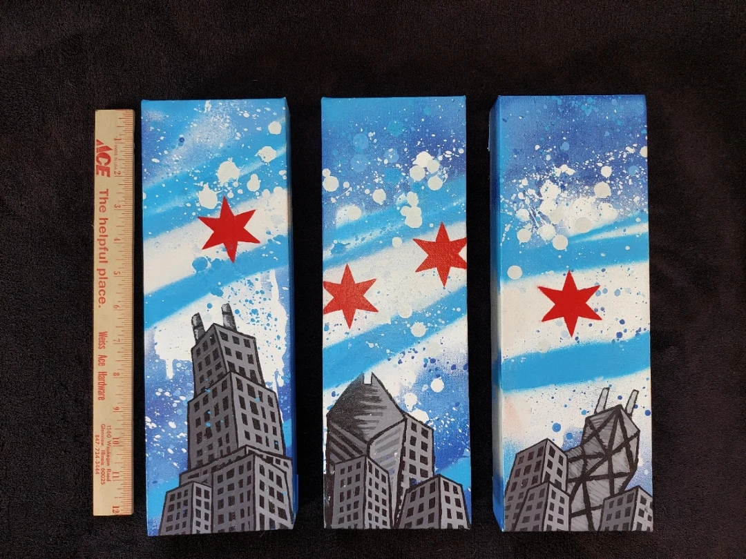 12" x 4" Chicago Skyline Triptych Art - photo 2