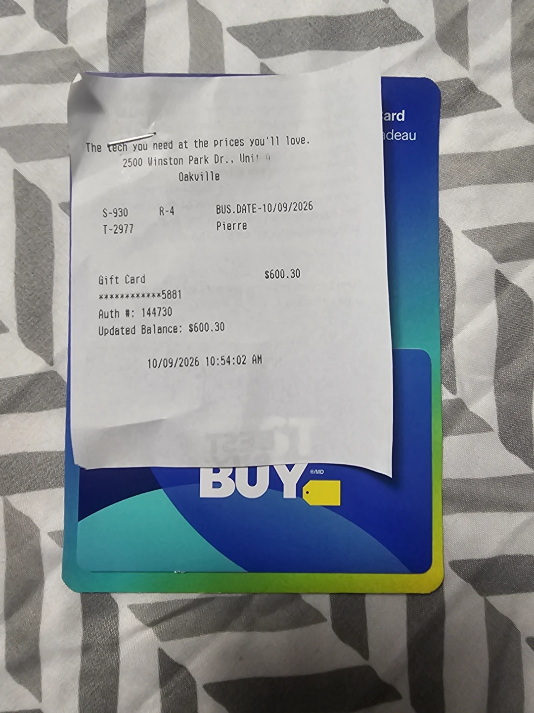 Best Buy Gift Card $600