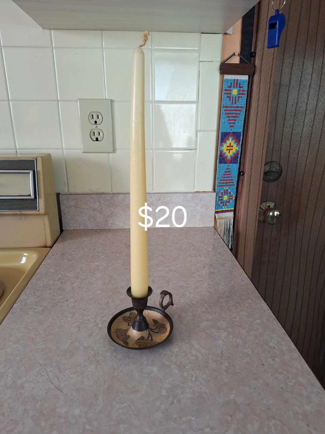 Single Brass Ornate Taper Candle Holder
