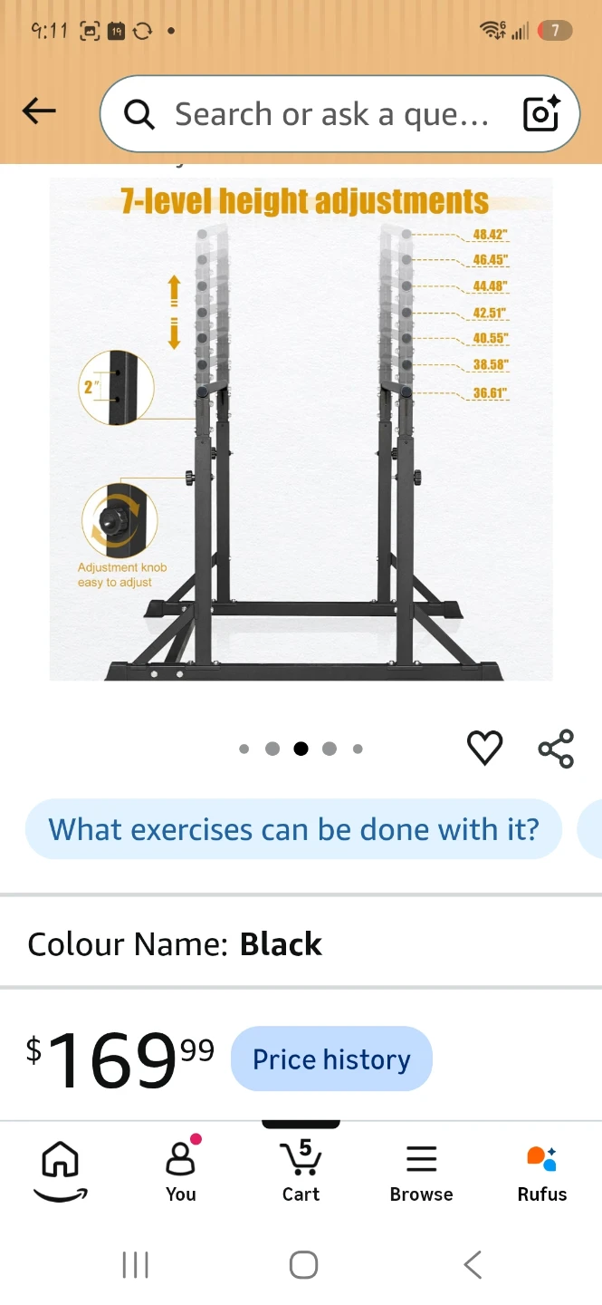 Training Bar -Adjustable Weight Lifting Rack - Black - photo 2