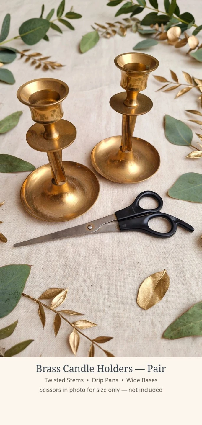 Pair of Vintage Brass Candle Holders