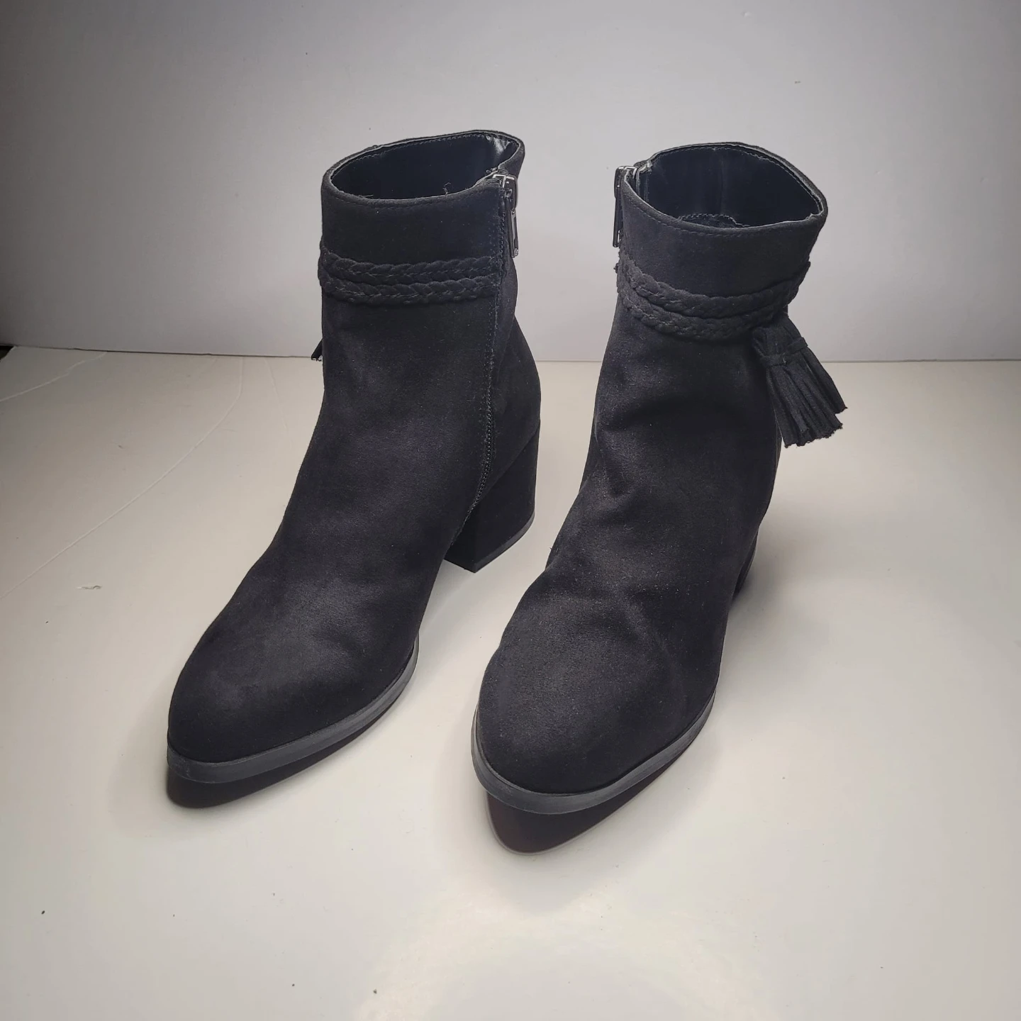 Expression Black Faux Suede Ankle Boots Size 6 - photo 2