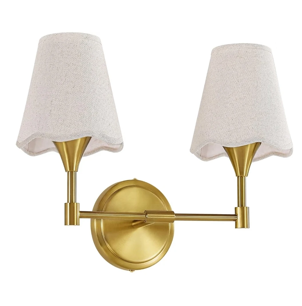 2-Light Brushed Gold Wall Sconce