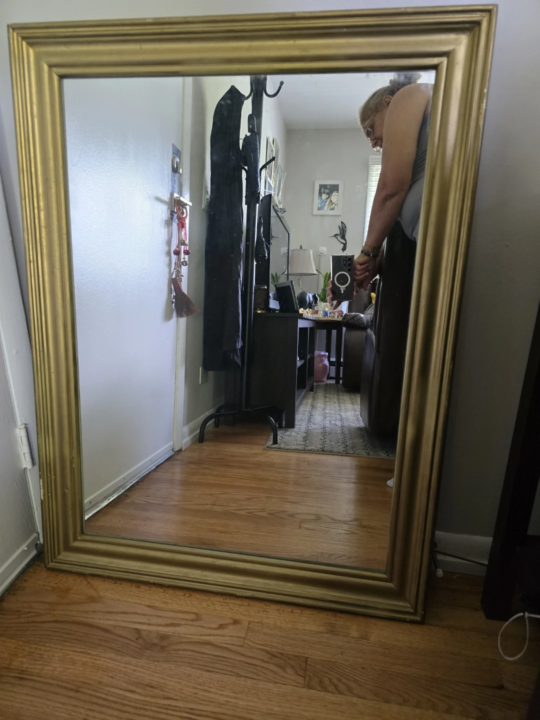 Large gold framed wall mirror - photo 2