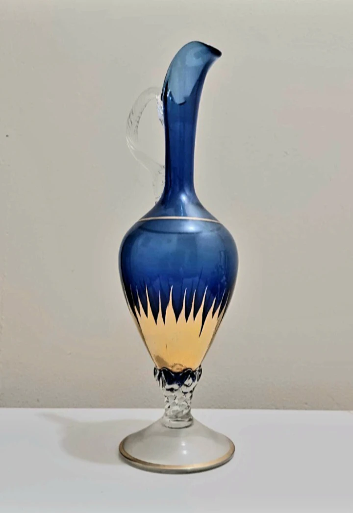 Vtg Italian 24 Kt Gold Murano Sommerso Tall Pitcher - photo 3