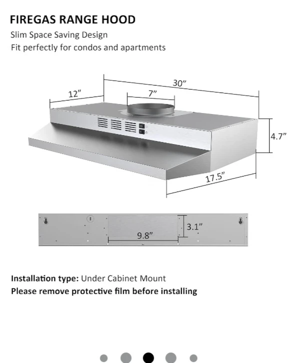 Firegas 30-inch Under Cabinet Range Hood - photo 4