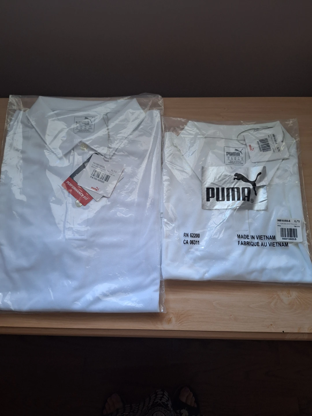 2 New Puma Golf Polo Shirts White XL