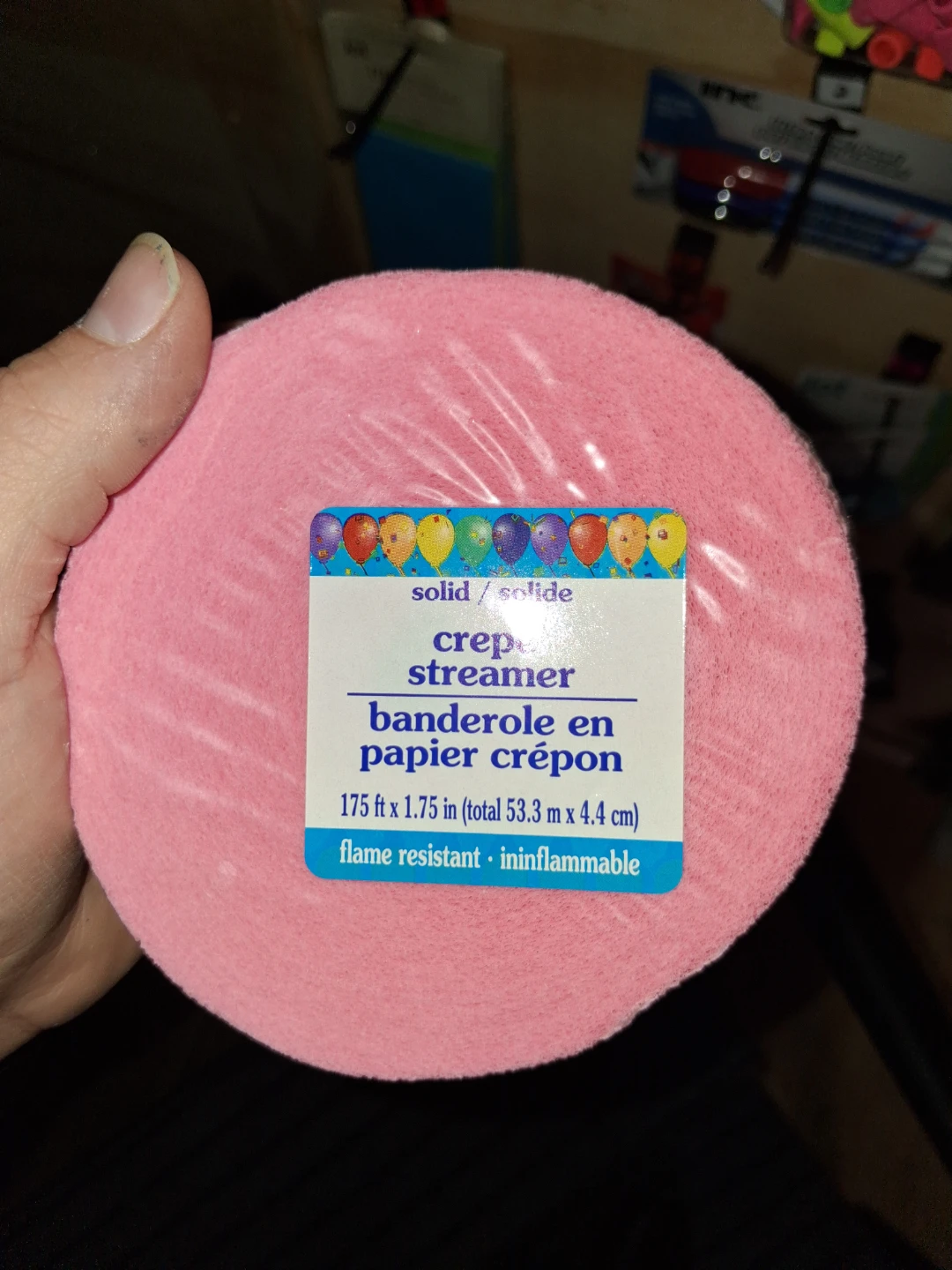 Solid Pink Crepe Paper Streamer