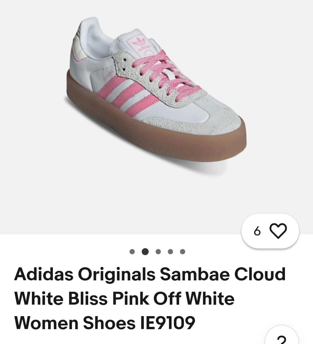 Adidas Sambae Cloud White Bliss Pink Shoes IE9109 - photo 2