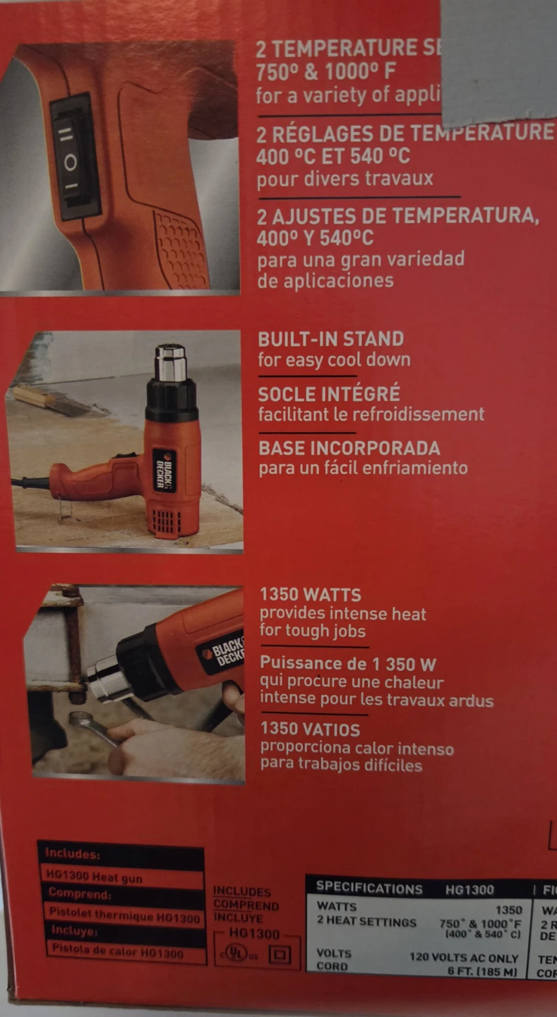 Black & Decker HG1300 Dual Temperature Heat Gun - photo 3