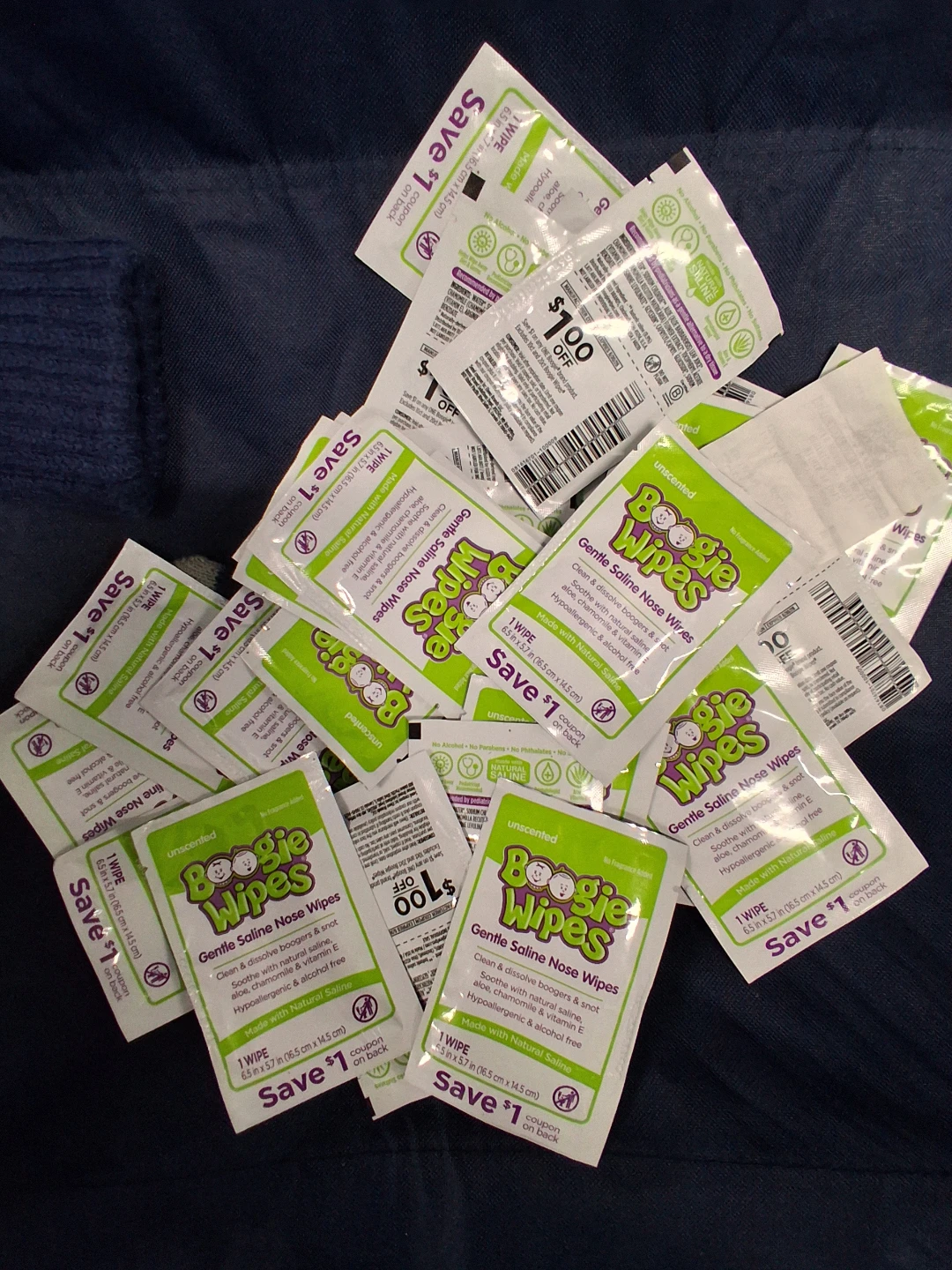 28 Boogie Wipes Gentle Saline Nose Wipes Individual Packets