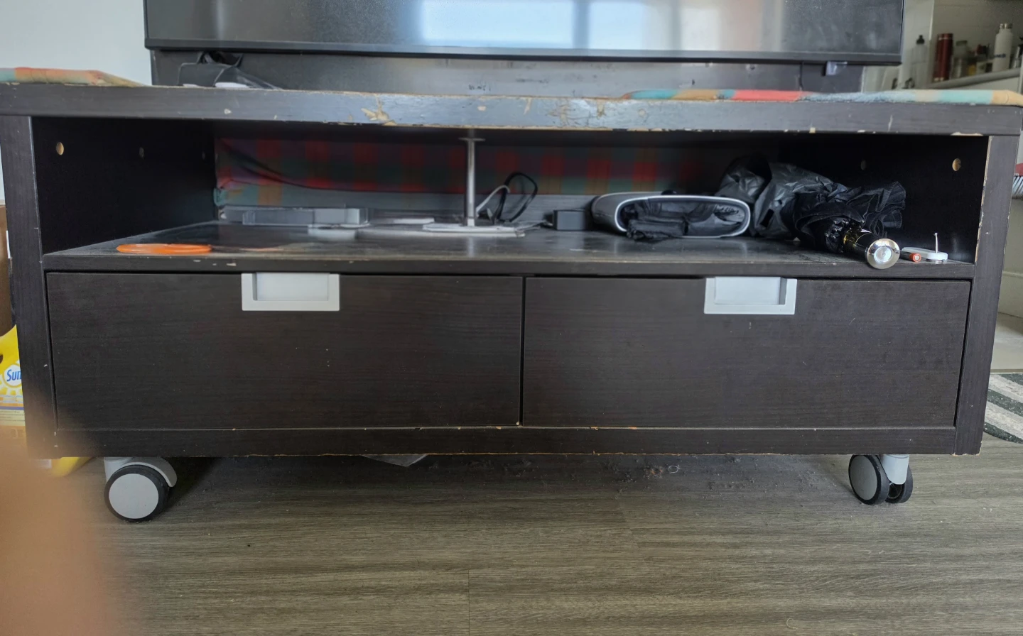 Dark Brown TV Stand with Drawers