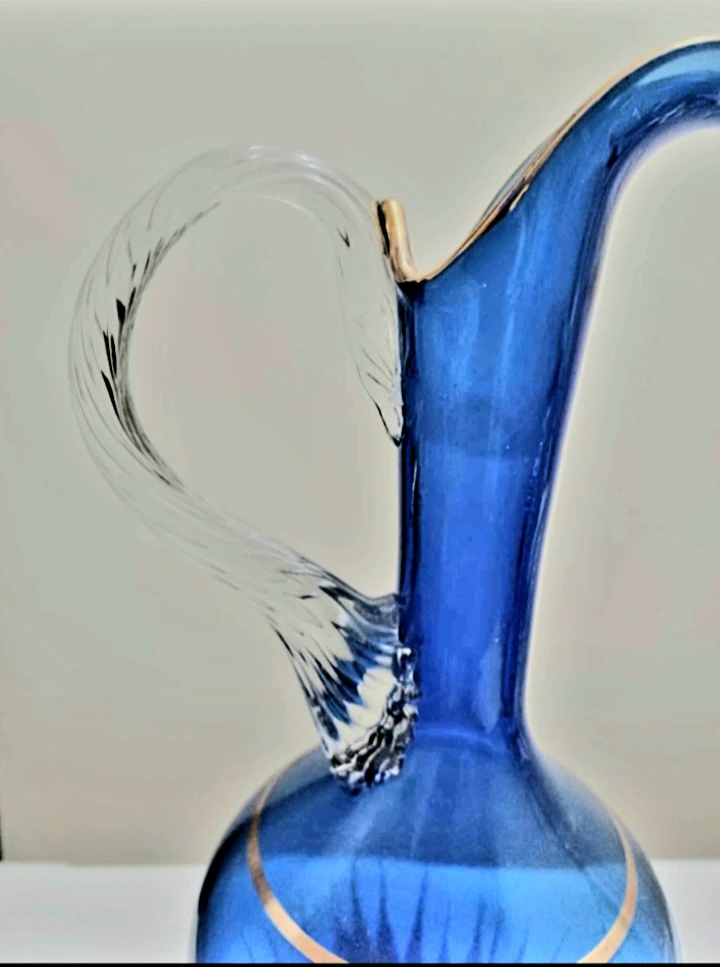 Vtg Italian 24 Kt Gold Murano Sommerso Tall Pitcher - photo 5