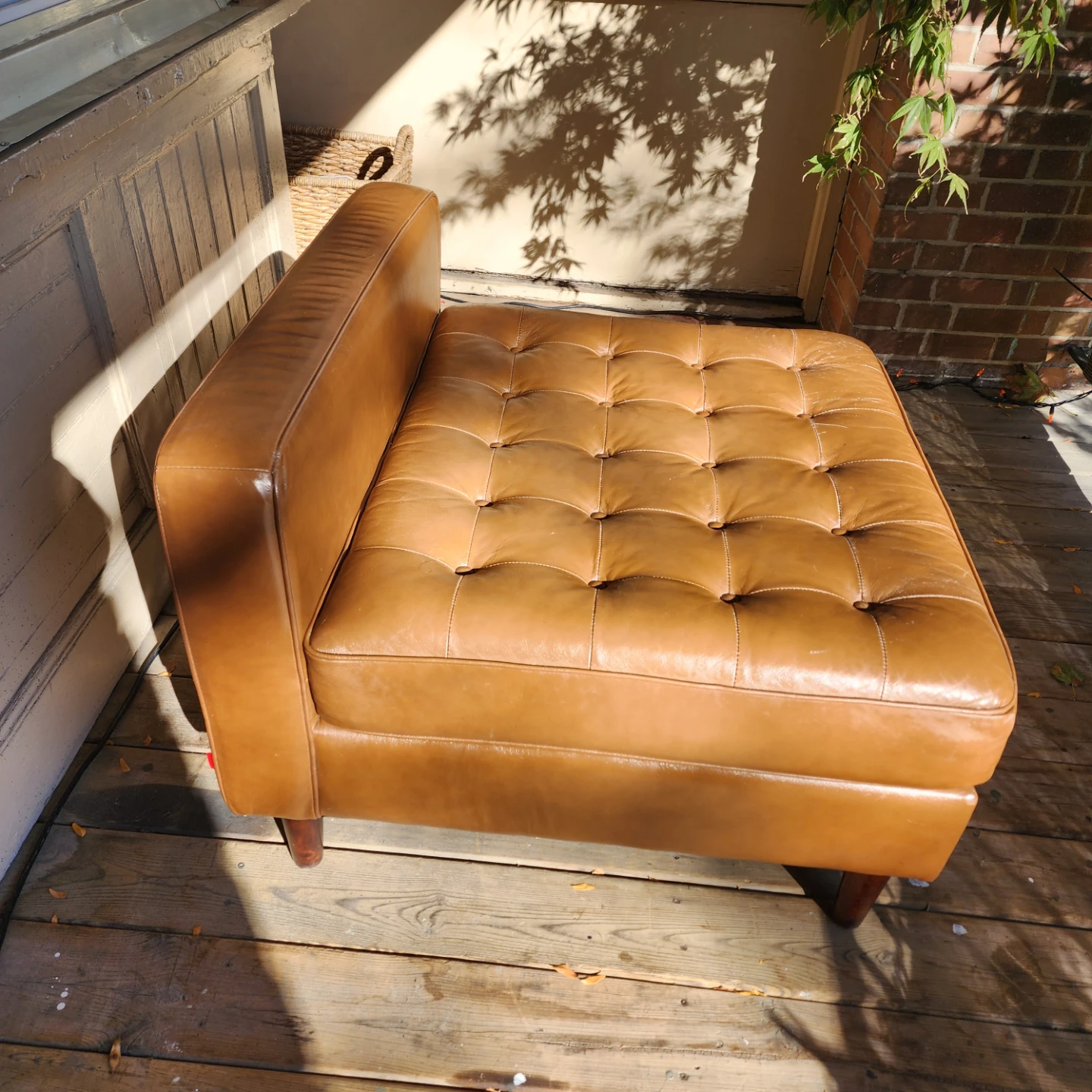 Tan Tufted Leather Armless Chair EQ3 Reverie - photo 4