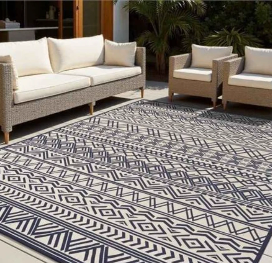 🧡BRAND NEW INDOOR/ OUTDOOR BOHO RUG CARPET 8 x 10 DARK NAVY