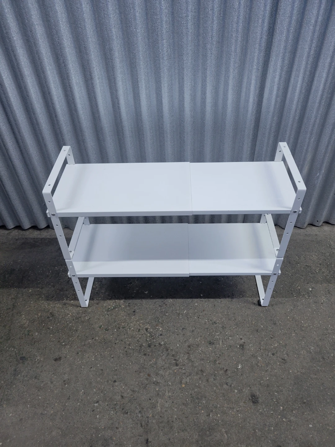Adjustable 2-Tier White Metal Shelf