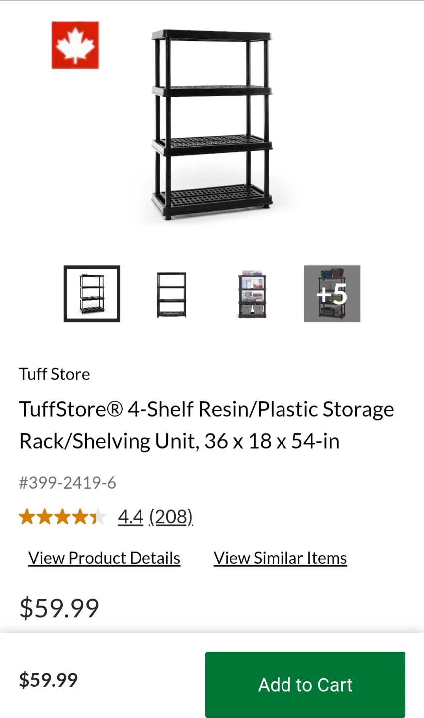 TuffStore 4-Shelf Resin Storage Unit