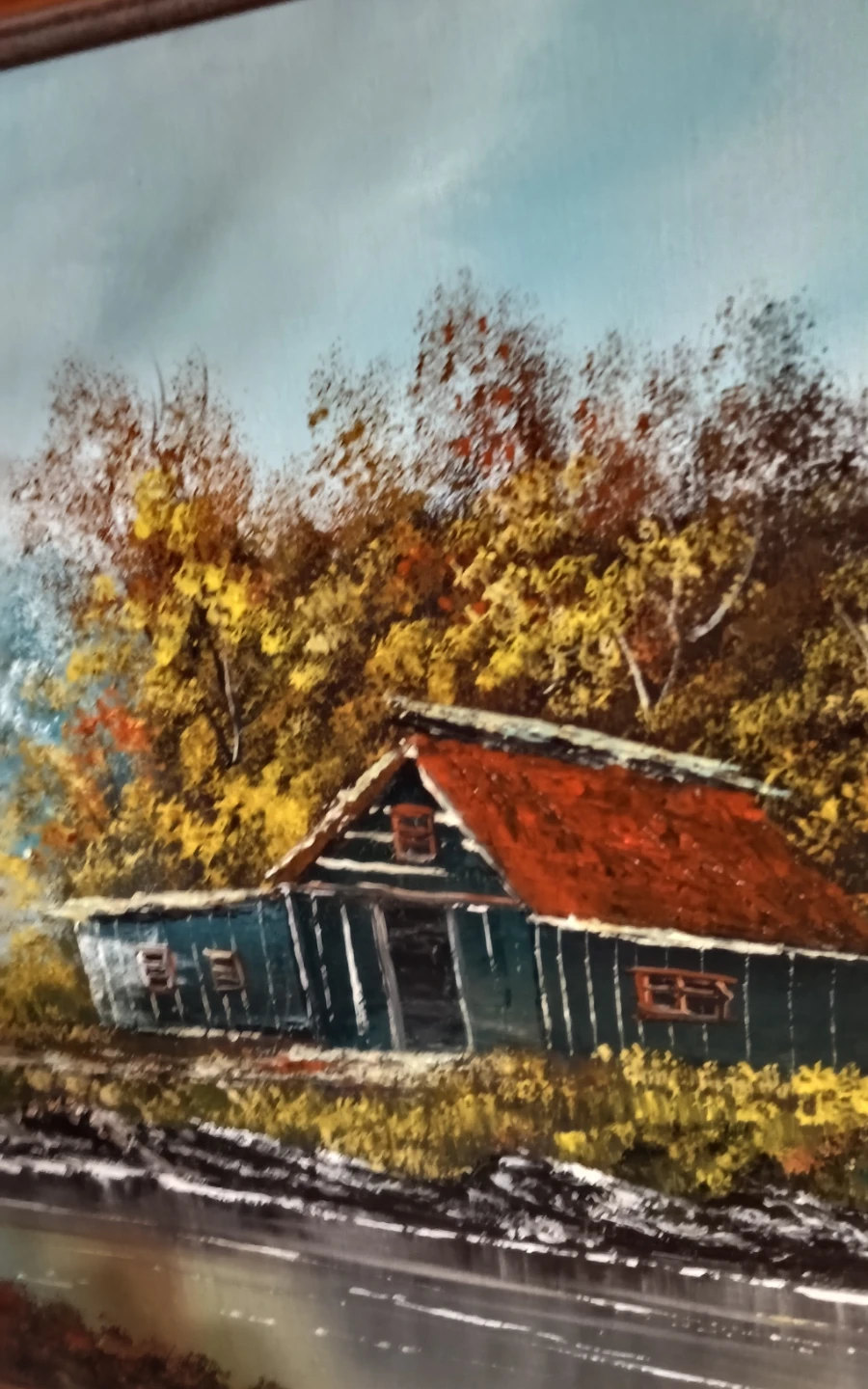 Framed Cabin Oil Painting Signed "Henrique" - photo 5