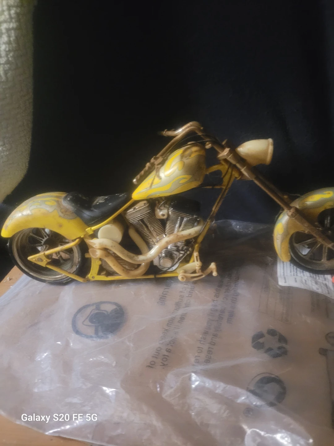 Collectible yellow motorcycle model