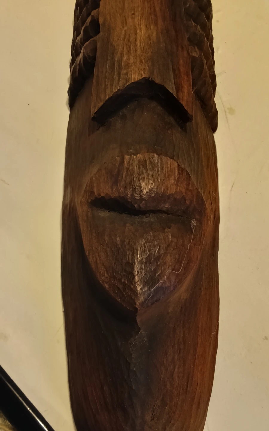 Hand-Carved Elongated Tribal Wall Mask (Signed CH. ST-FELIX) - photo 4