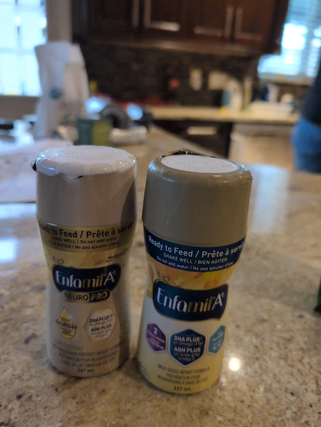 Two individual bottles Enfamil A+ Ready-to-Feed Infant Formula
