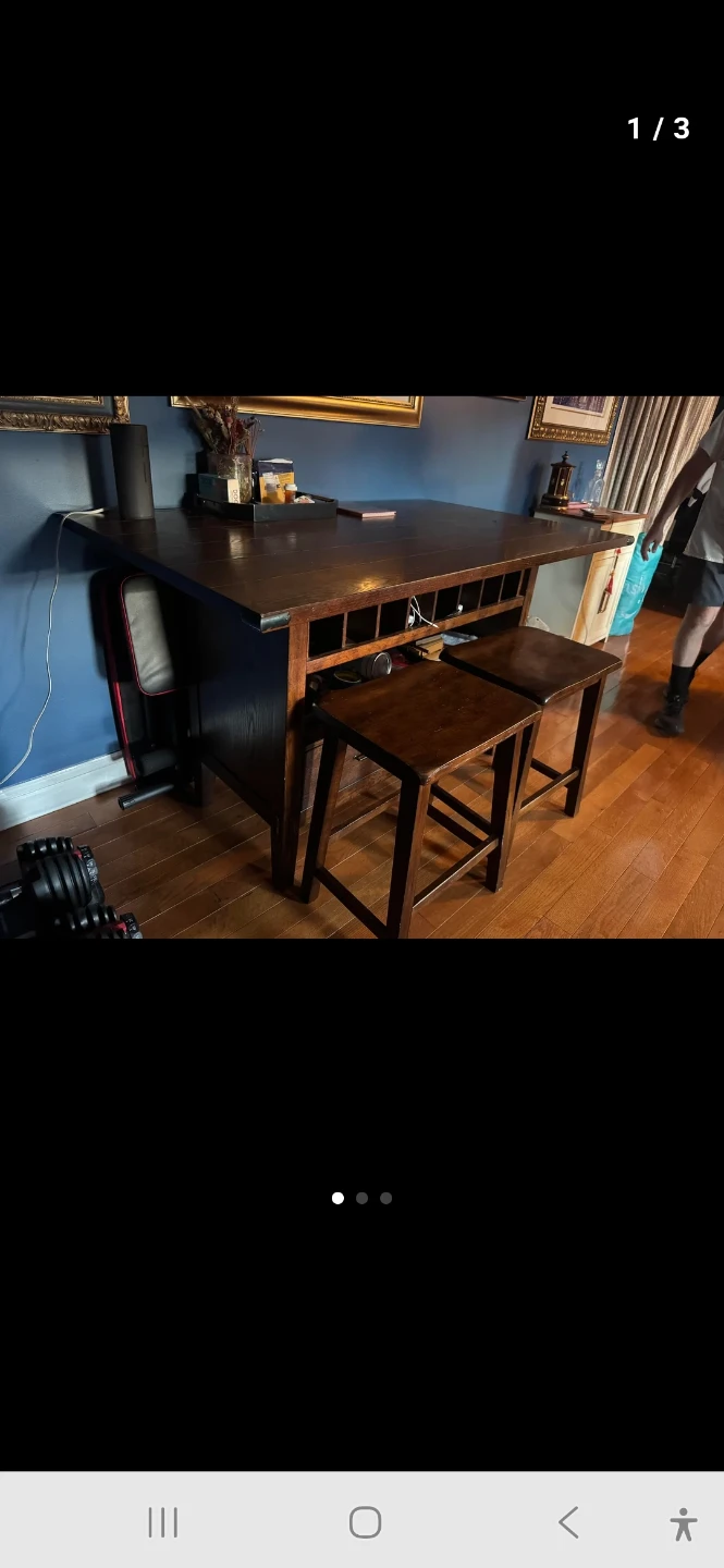 Kitchen Island Table with Two Stools - photo 2