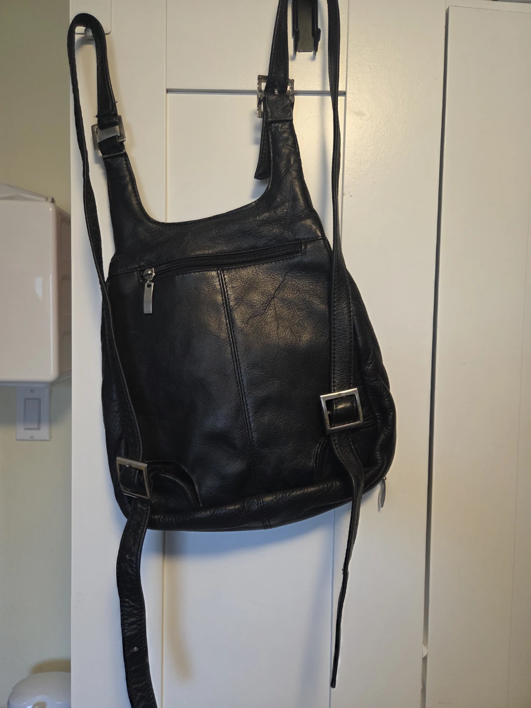 Vintage QUEROS Genuine Leather Convertible Backpack Sling Bag - photo 2