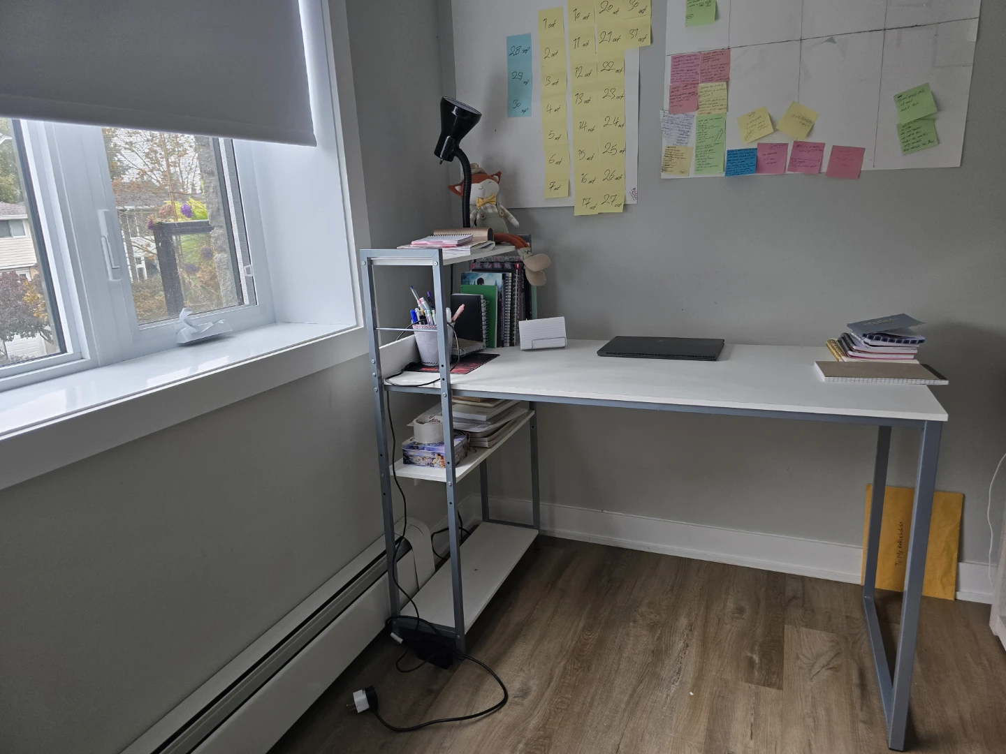 White desk with side storage shelving - photo 4