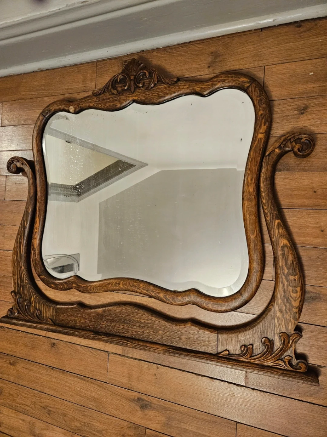 Old wood dresser mirror
