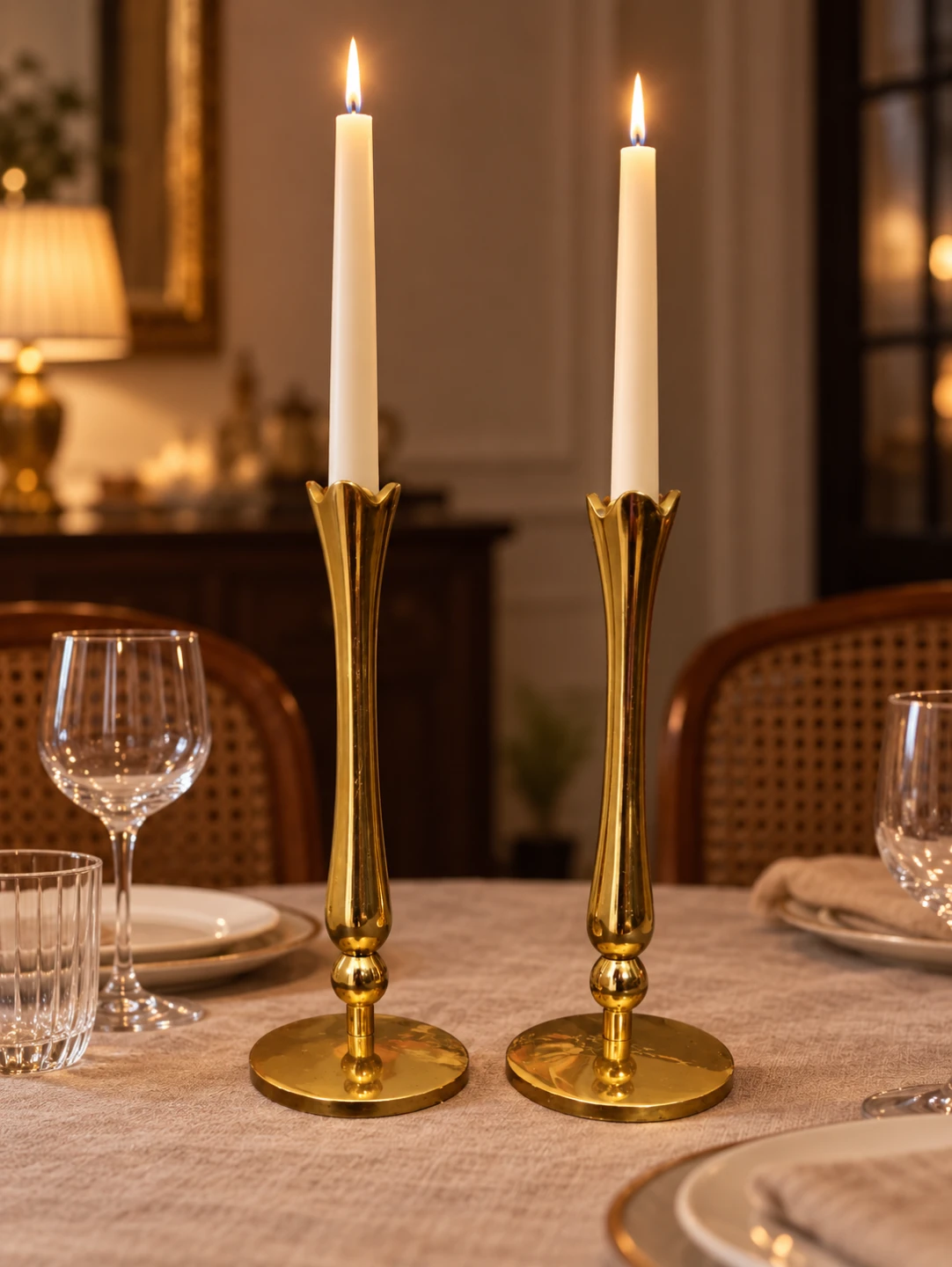 Pair of 70s Brass Candle Holders - photo 4