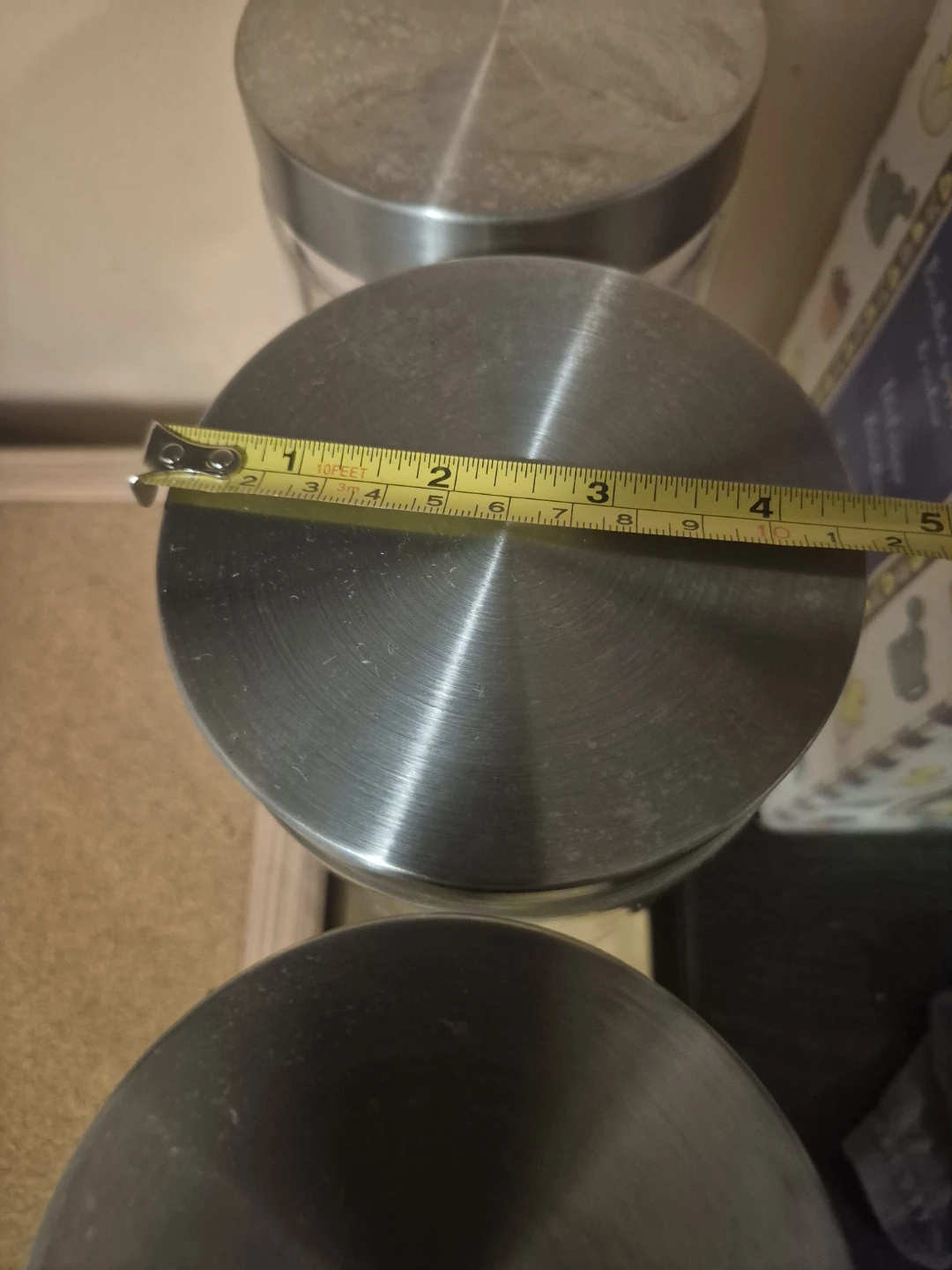 Three Glass Canisters with Stainless Steel Lids - photo 4