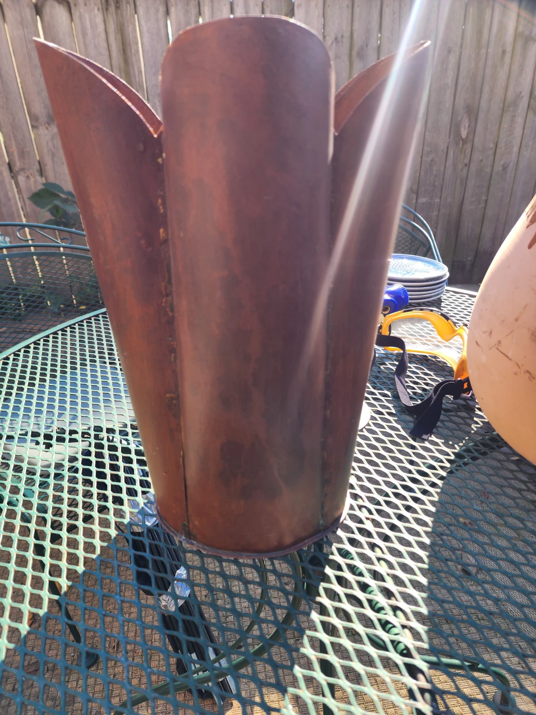 Rustic Copper Metal Decorative Flower Vase