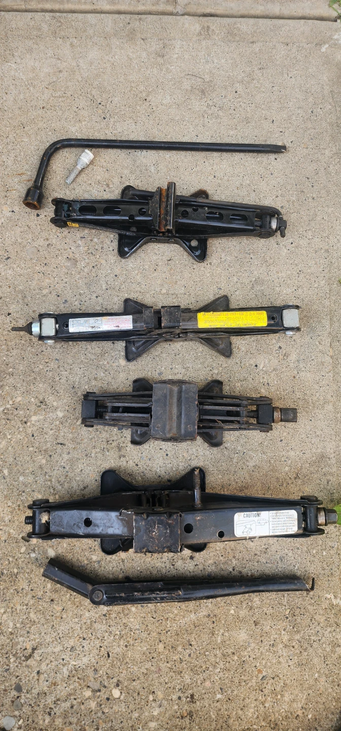 Assorted Scissor Jacks and Lug Wrench