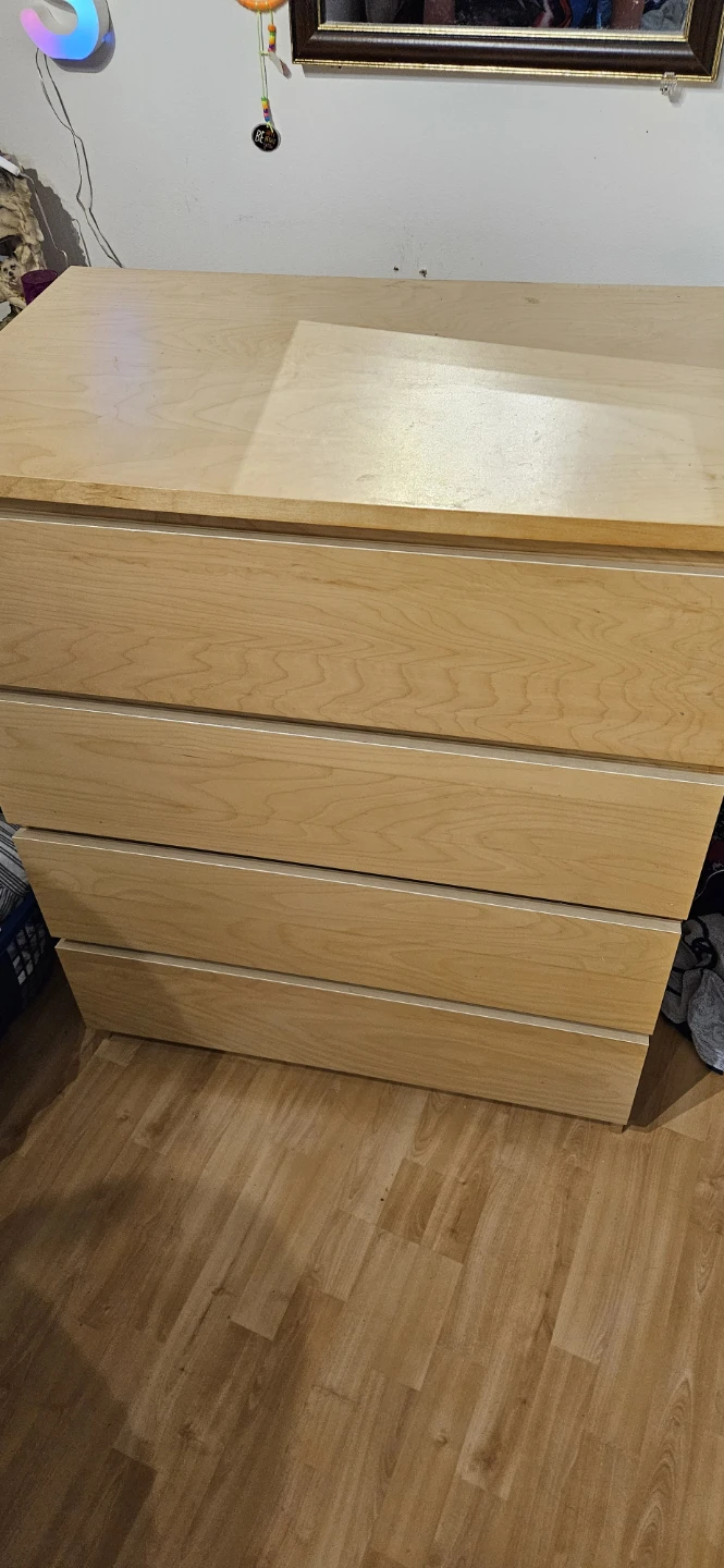 Malm Light Wood Four-Drawer Dresser