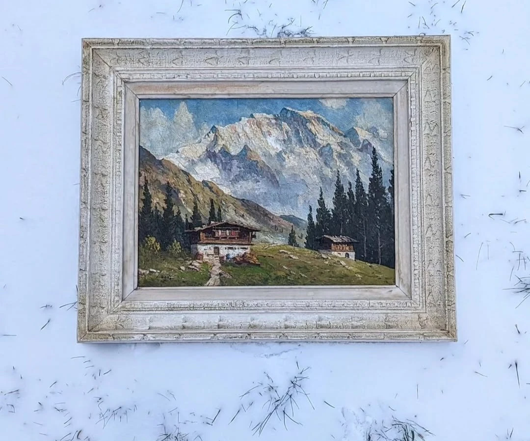 Signed Original J. Lobis Vintage Mountain Landscape Oil Painting