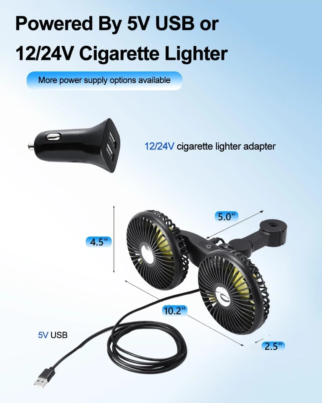 Dual-Head Portable Car Seat Fan - photo 4
