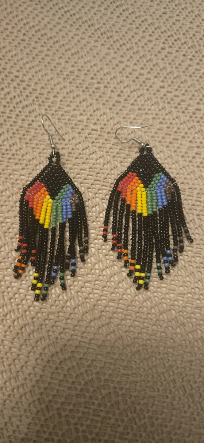 Beaded Rainbow Fringe Earrings