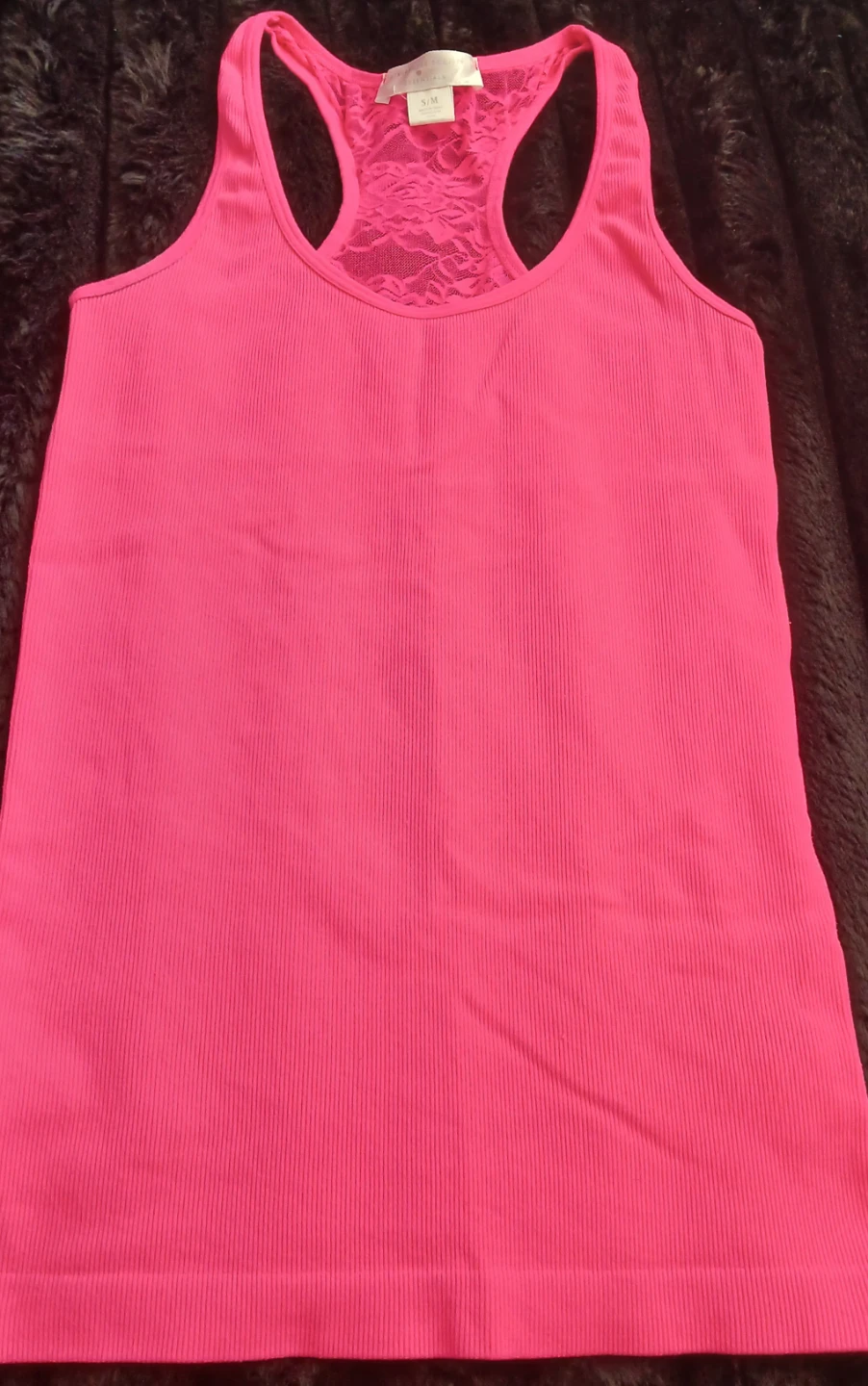 Hot Pink Lace Racerback Tank Top - photo 2