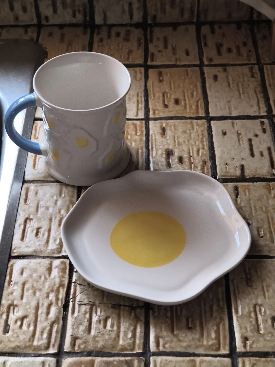 Ceramic Fried Egg Mug and Plate Set