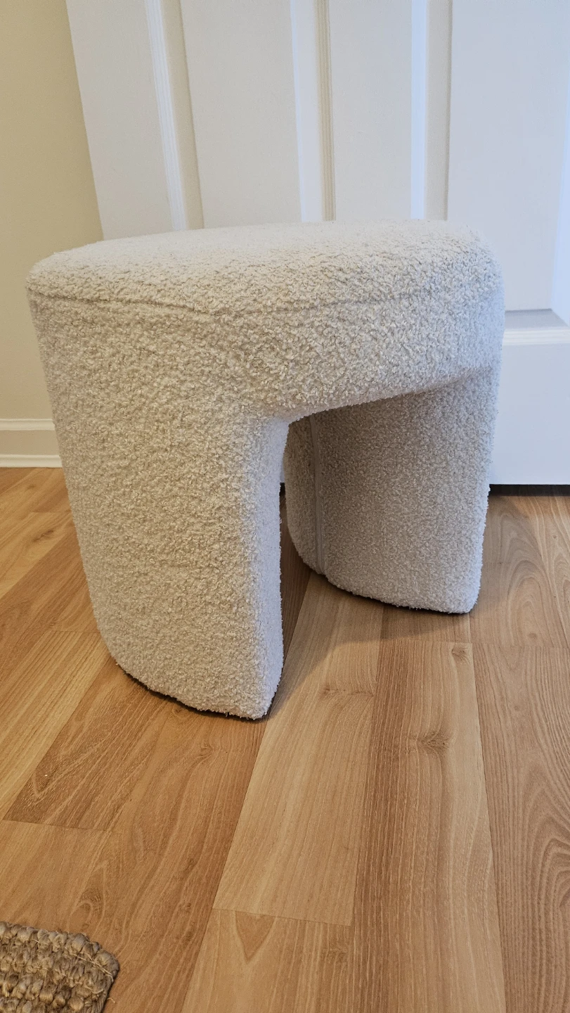 Cream Bouclé Upholstered Stool
