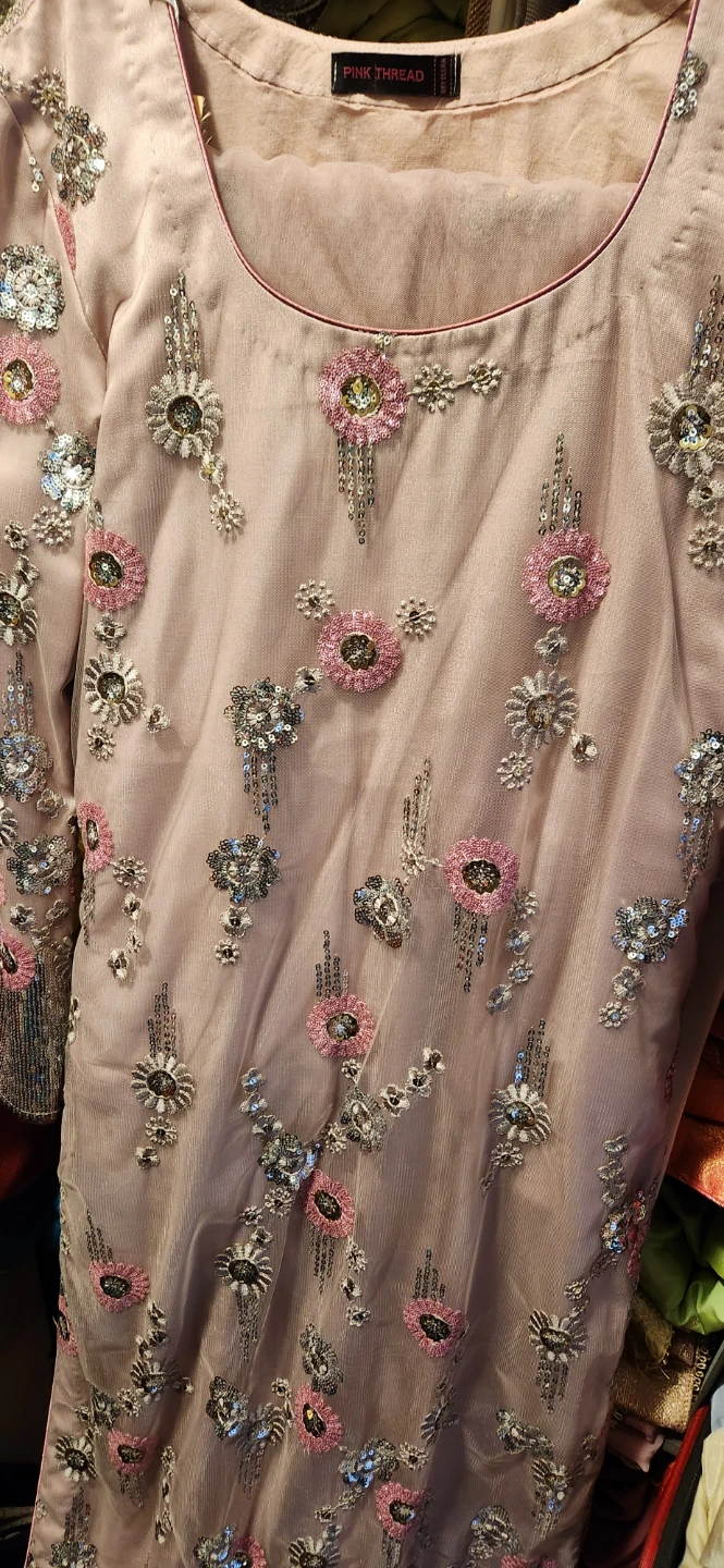 Lilac Net  Embroidered  plazo suit